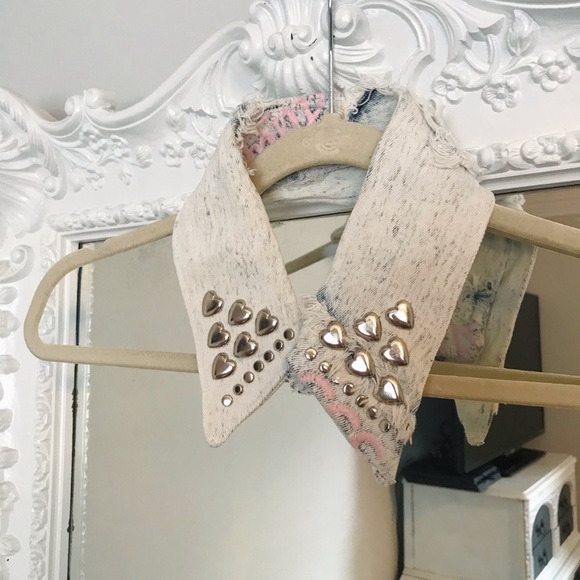 SALE VINTAGE Reconstructed Denim STUDDED Collar - Picture 1 of 5
